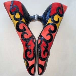 👠 Claudio Merazzi Suede Snakeskin Pumps